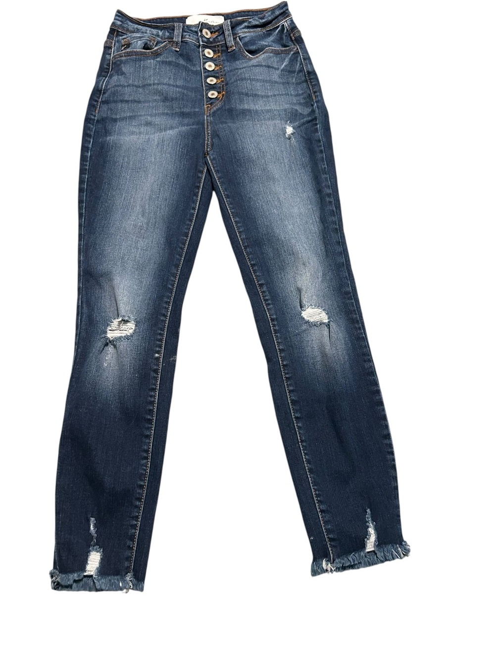 Kancan Women's Distressed Button-Fly Jeans